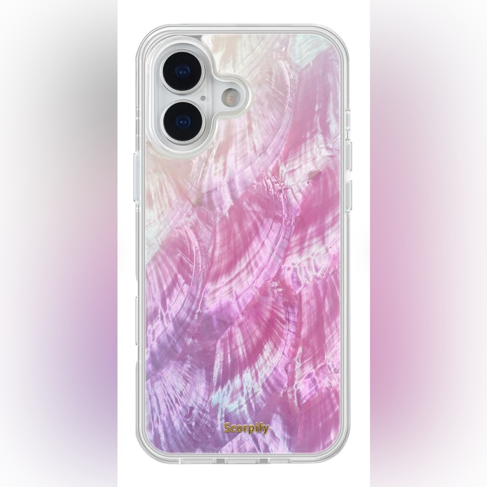 iPhone 17 plus Pink Marble Wave Phone Case - Protective Clear iPhone Case